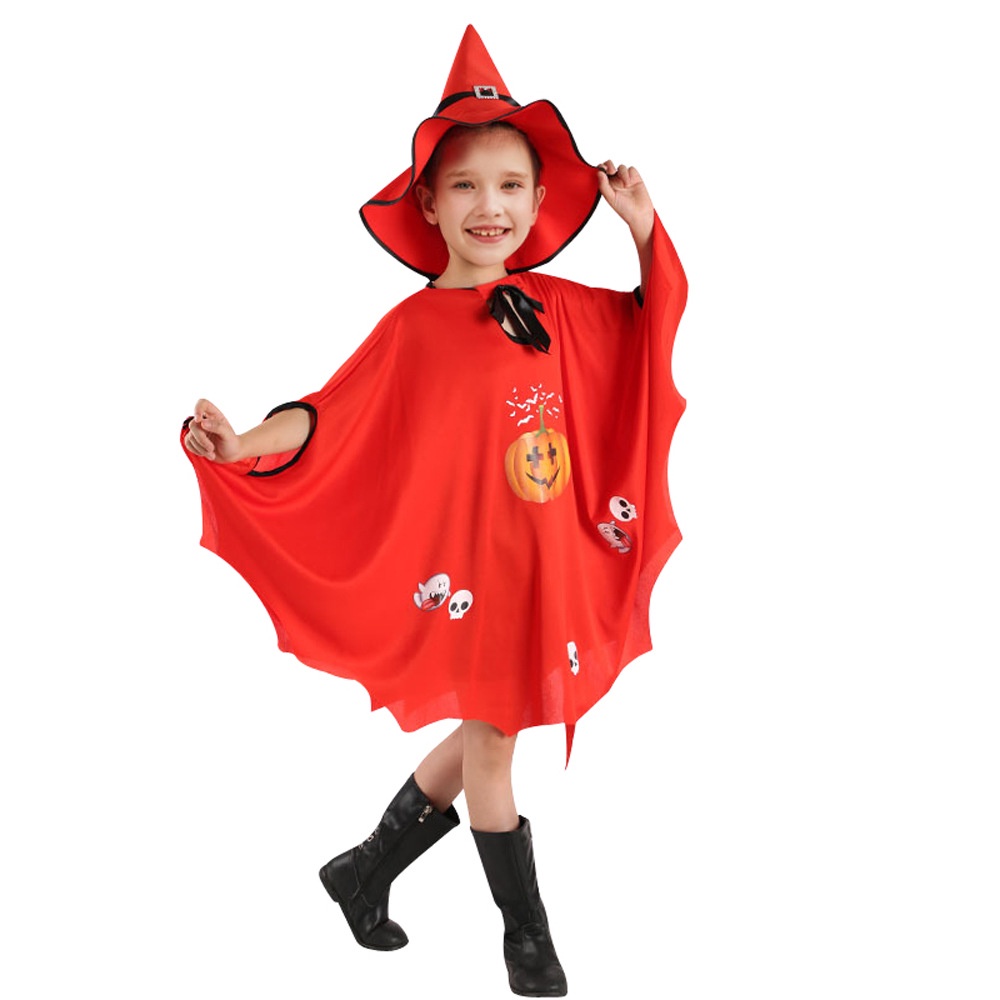 Bộ Áo Choàng Hóa Trang Phù Thủy Kèm Nón Cho Bé Dịp halloween