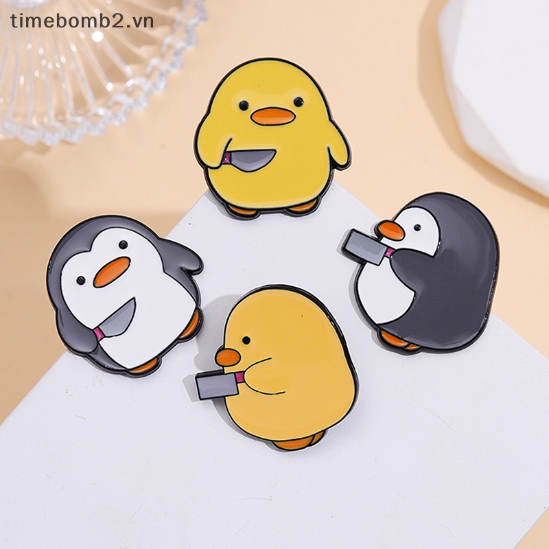 Ghim Cài Áo Hình Chú Gà / Chim Cánh Cụt Hoạt Hình Vui Nhộn Làm Quà Tặng Cho Bé ~