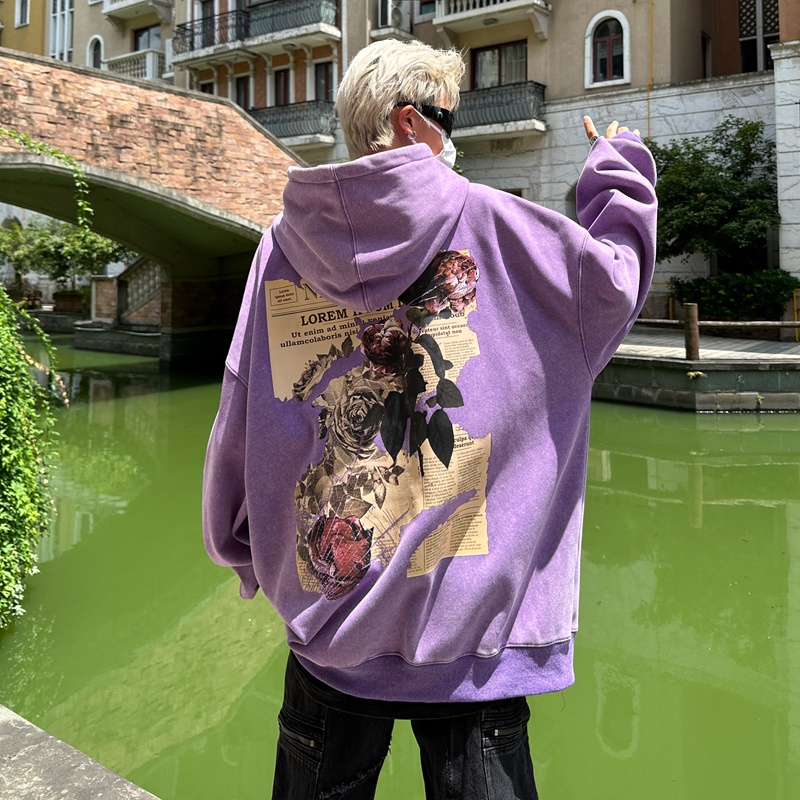 IFNICEFUTURE Áo hoodie Dáng Rộng In Hình Hoa Hồng Phong Cách vintage Thời Trang Mùa Thu Mới
