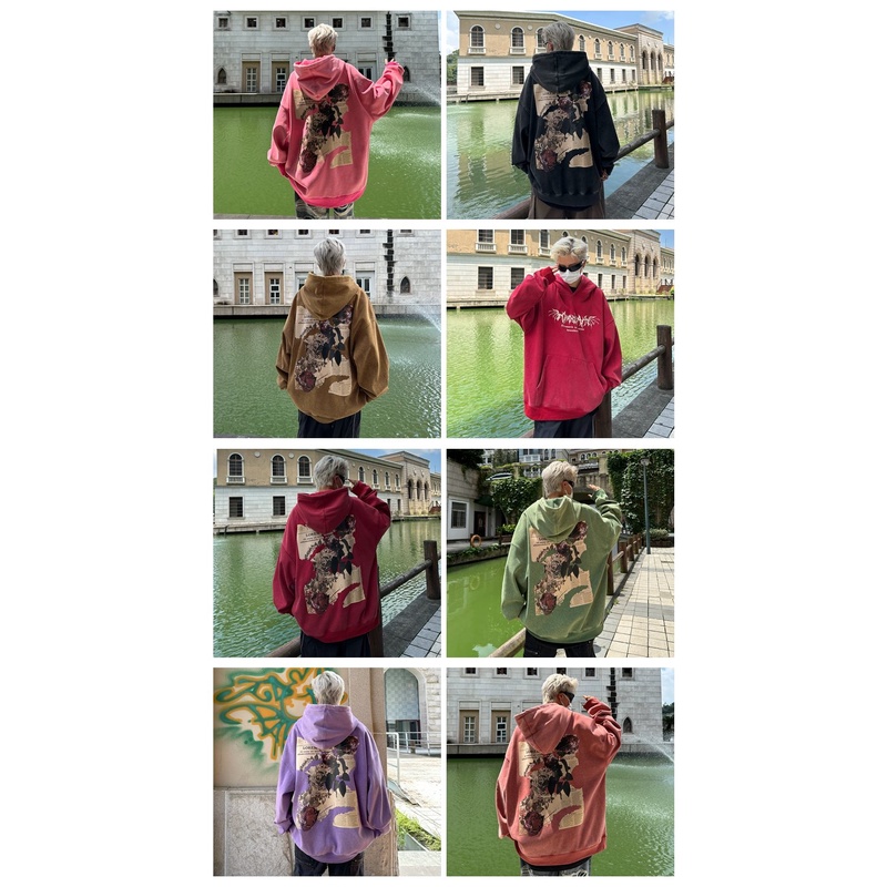 IFNICEFUTURE Áo hoodie Dáng Rộng In Hình Hoa Hồng Phong Cách vintage Thời Trang Mùa Thu Mới