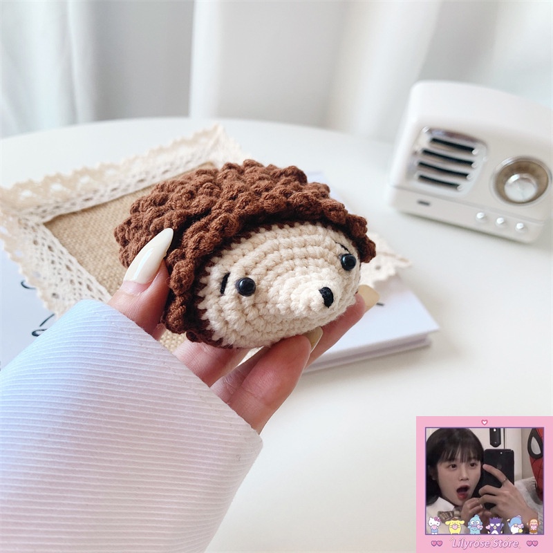 Ốp Vỏ Bảo Vệ Hộp Sạc Tai Nghe bluetooth airpods 1 2 3 airpods pro2 2022 Hình Nhím Gai Đan Len Dễ Thương