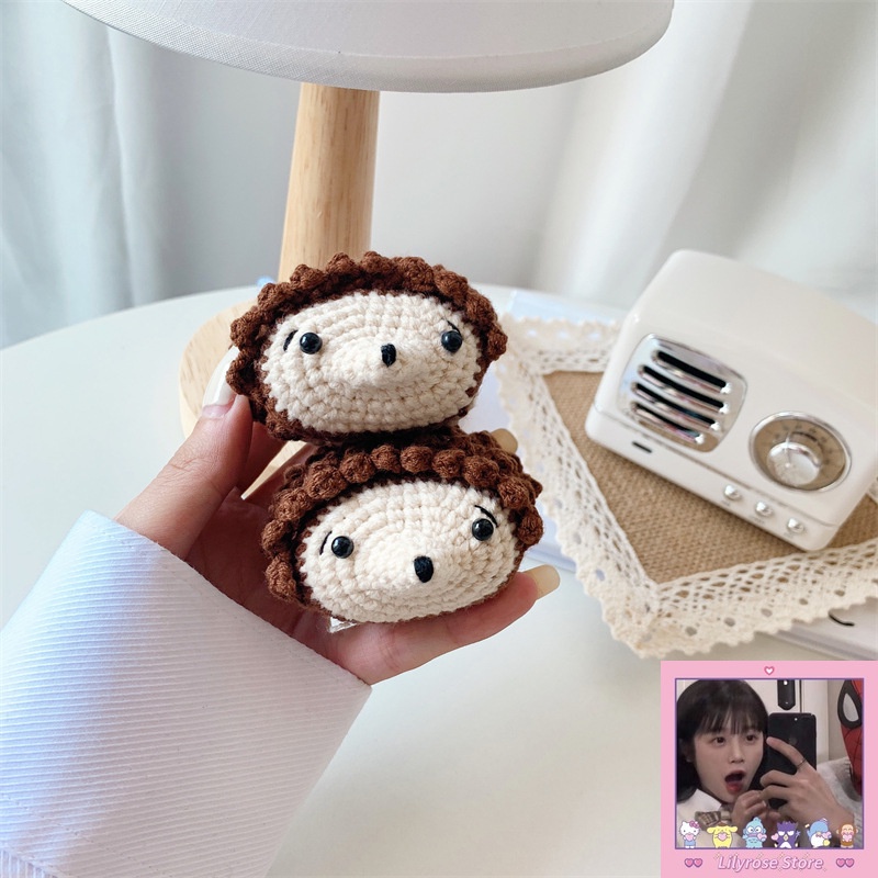 Ốp Vỏ Bảo Vệ Hộp Sạc Tai Nghe bluetooth airpods 1 2 3 airpods pro2 2022 Hình Nhím Gai Đan Len Dễ Thương