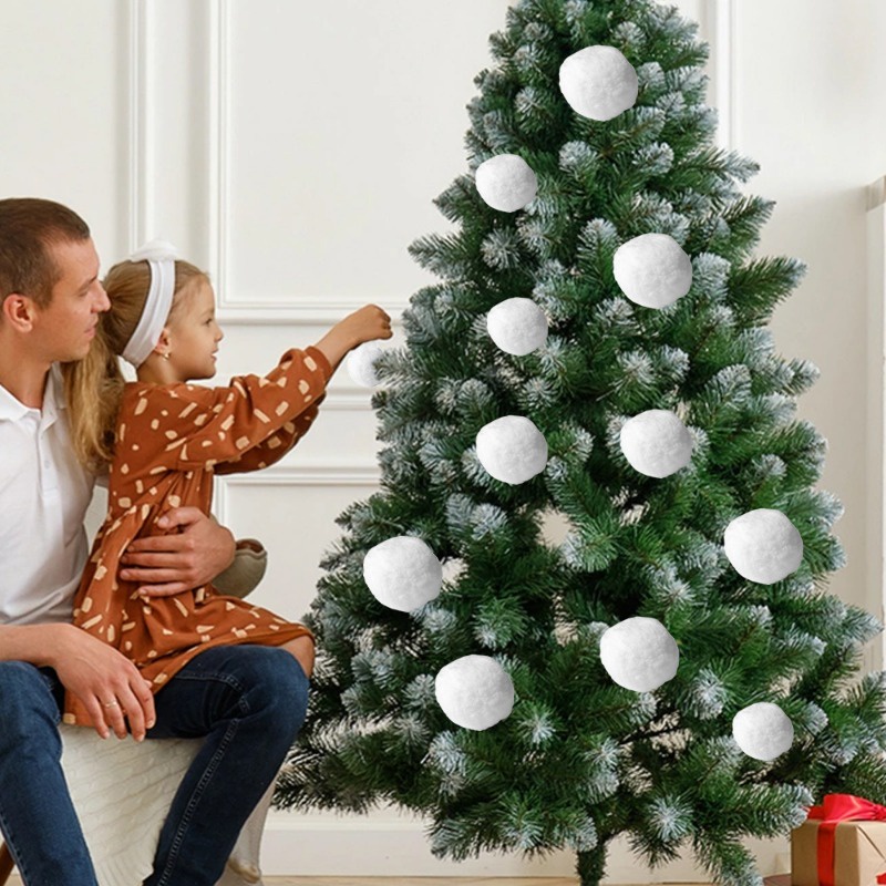 Bóng Tuyết Nhồi Bông Màu Trắng Độ Co Giãn Cao Trang Trí Cây Thông Giáng Sinh