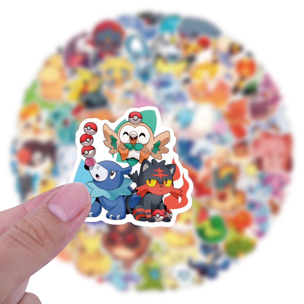 Bộ 100 Miếng Dán Hoạt Hình pokemon Chống Nước Cho Mũ Bảo Hiểm Xe Đạp