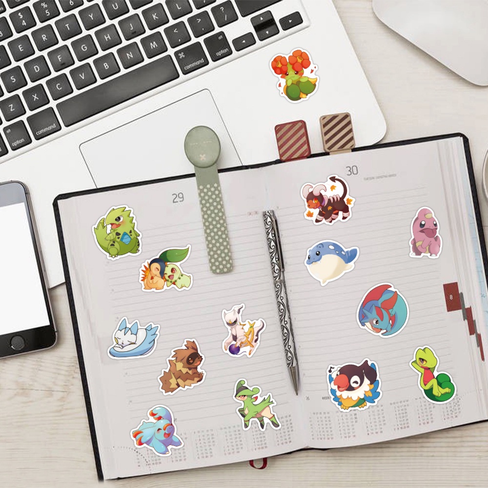 Bộ 100 Miếng Dán Hoạt Hình pokemon Chống Nước Cho Mũ Bảo Hiểm Xe Đạp