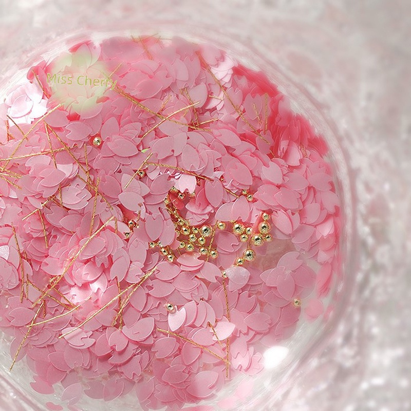 1 Lọ  Kim Tuyến Nhiều Màu Sắc Hình Cánh Hoa Anh Đào Trang Trí Móng Tay