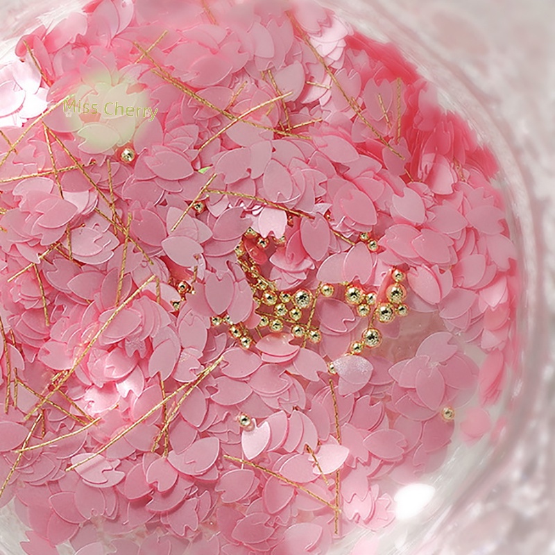 1 Lọ  Kim Tuyến Nhiều Màu Sắc Hình Cánh Hoa Anh Đào Trang Trí Móng Tay