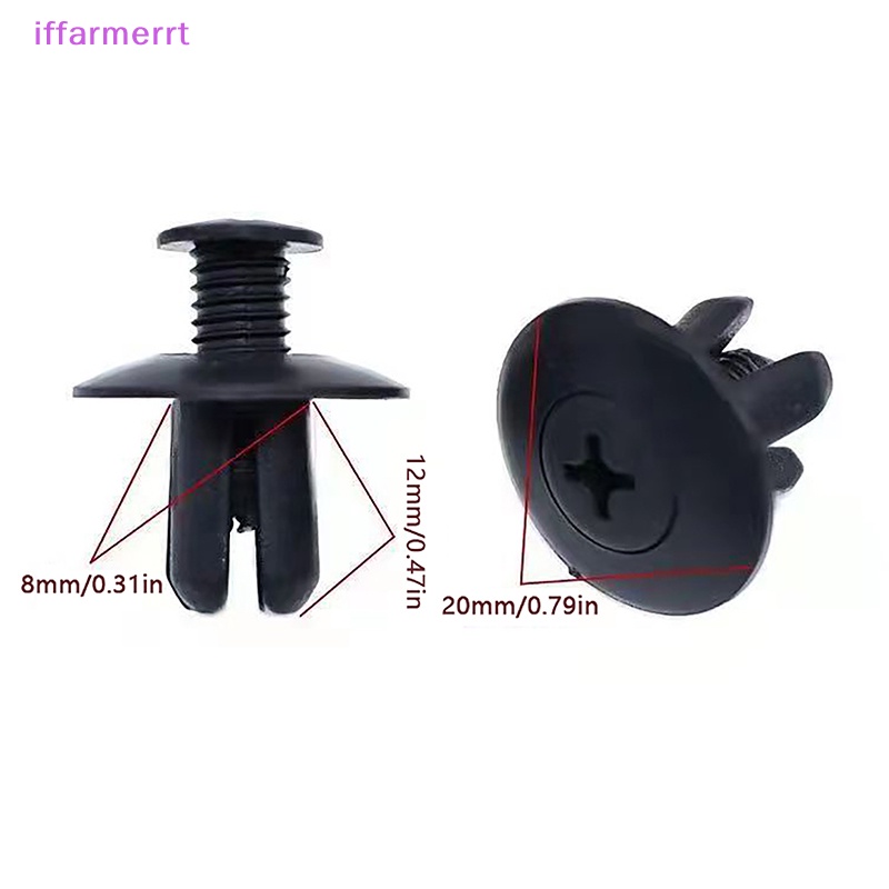 FENDER Set 50 / 100 Đinh Tán Nhựa 8mm Màu Đen Chuyên Dụng Cho Xe Hơi trx680 trx650 vn