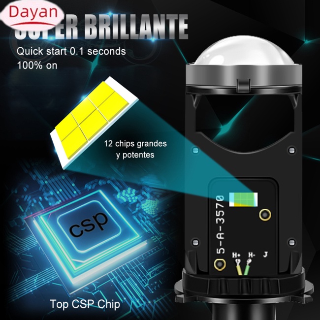 4 Đèn pha DAYAN siêu sáng 3200lm cho xe hơi/ xe tải/ xe máy