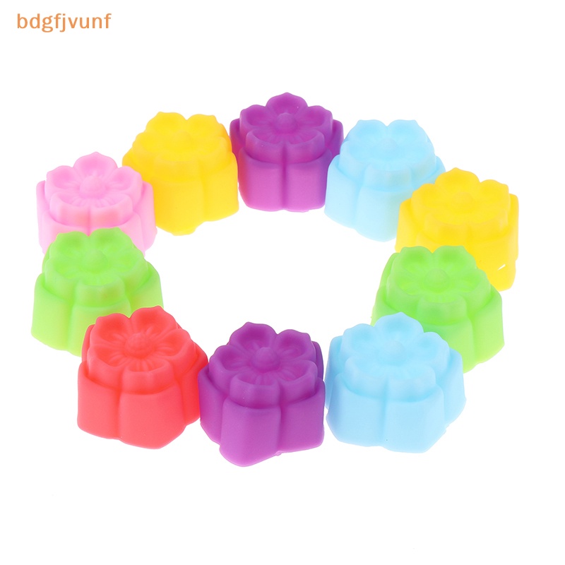 Set 10 Khuôn Làm Bánh muffin Bằng Silicon Hình Hoa Lan diy