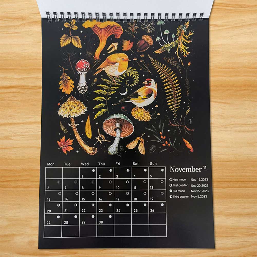 Dark Forest 2024 Lunar Calendar - Moon Phases Hanging Calendar Decoration