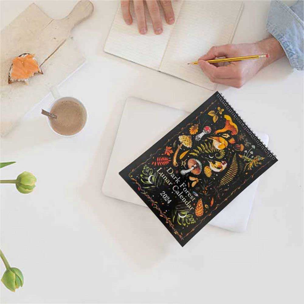 Dark Forest 2024 Lunar Calendar - Moon Phases Hanging Calendar Decoration