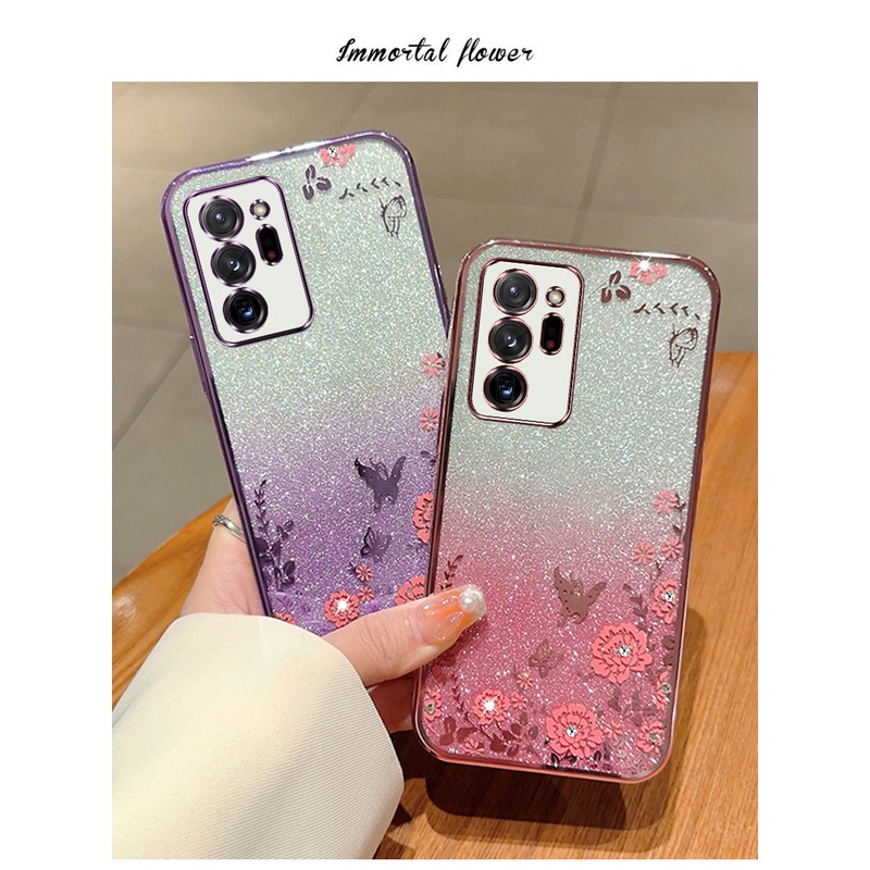 Bao Da Điện Thoại Họa Tiết Hoa Và Bướm Cho Samsung Galaxy Note 20 Ultra S8 S9 Plus Ốp