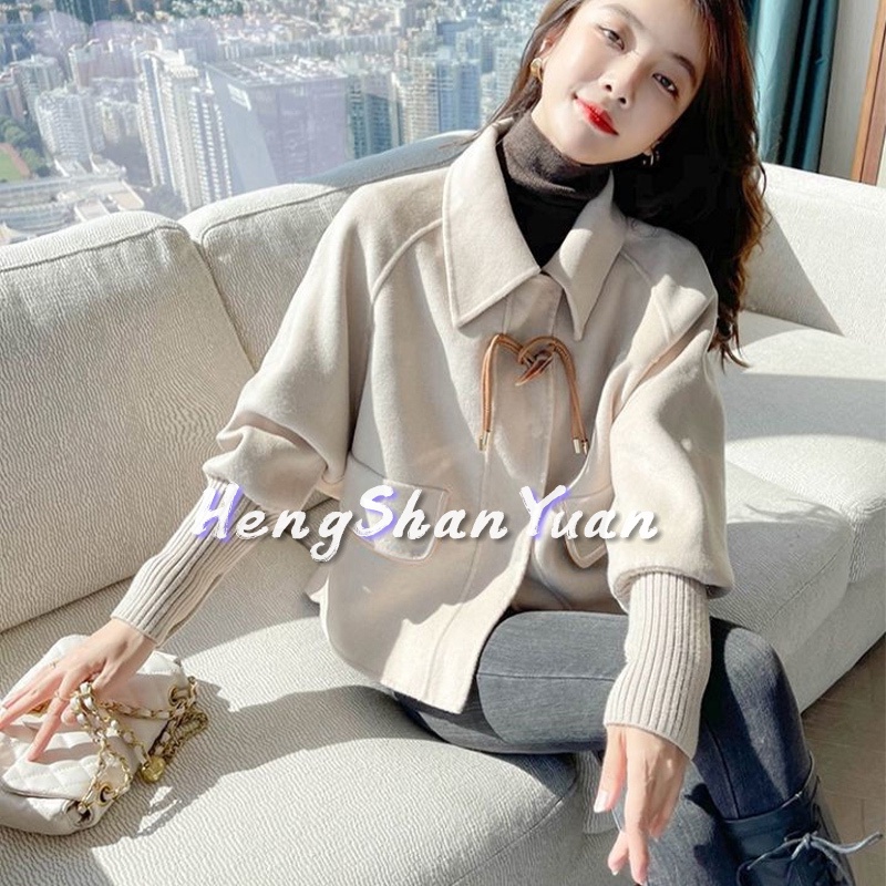 Áo Khoác Len Dáng Ngắn Thời Trang Thu Đông Hàn Quốc Cao Cấp Cho Nữ