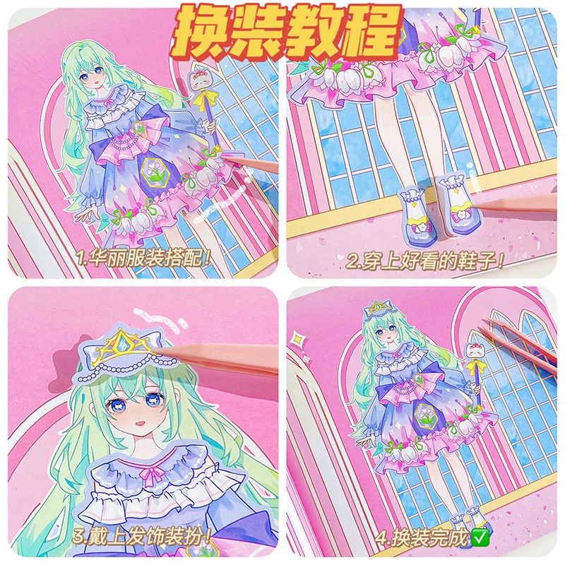 Dễ Thương sticker Dán Trang Trí Sổ Thủ Công Hình Cô Gái anime Xinh Xắn