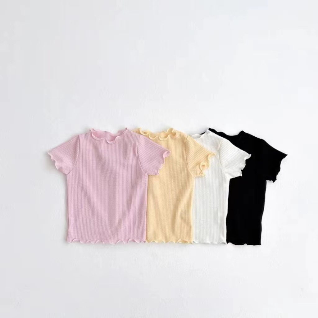 Áo Thun Tay Ngắn Vải Lụa Mát Màu Kẹo Ngọt Xinh Xắn Cho Bé Gái