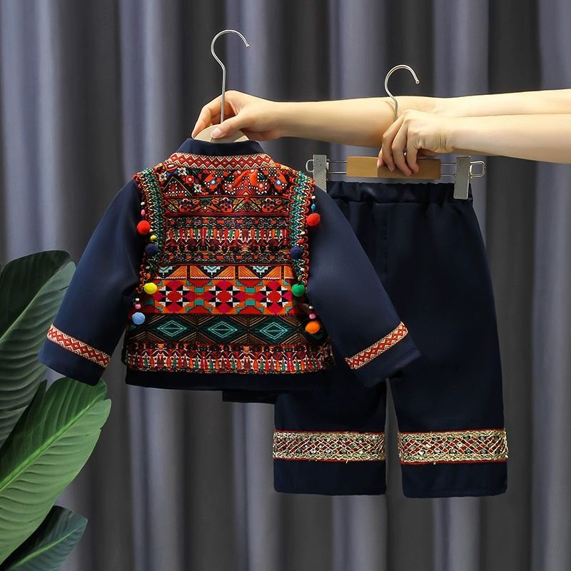 Bộ Quần Áo Hán Phục Dài Tay Phong Cách Mùa Thu Cho Bé Trai#0903#