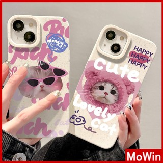 Ốp lưng iPhone 14 Pro Max Vỏ iPhone Màu Trắng Thân Thiện Với Môi Trường Vỏ Mềm Bảo Vệ Camera Bảo Vệ Chống Sốc Mũ Kính Mát Mèo Dễ Thương Tương Thích Với iPhone 13 Pro Max 12 Pro Max 11 XR XS 7