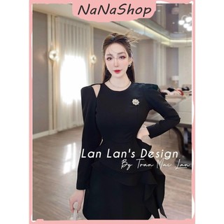 Đầm nữ ôm eo dáng xòe tầng chất nhung cứng lên form siêu đẹp, Váy nữ cổ tròn tay dài sang trọng cực xinh