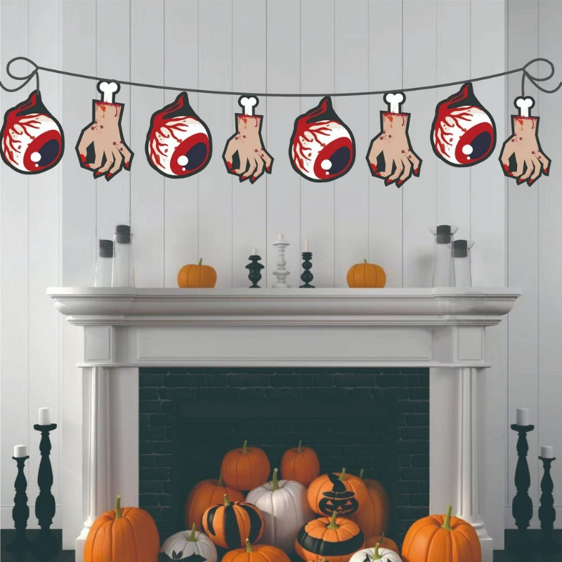 Cờ Bằng Giấy Hình Đầu Lâu Dơi / Bí Ngô / Đầu Lâu halloween Trang Trí Nhà Cửa / Tiệc halloween