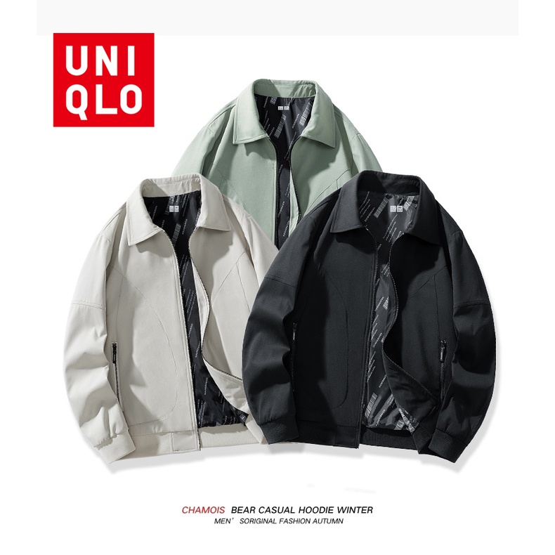 Uniqlo M-5XL Hợp Thời Trang Thanh Niên Đa Năng Áo Khoác Nam Thời Trang Nhật Bản Thương Hiệu Nam Ve Áo Khoác Nam Áo Khoác Nam Dài Tay Chống Gió Áo Khoác