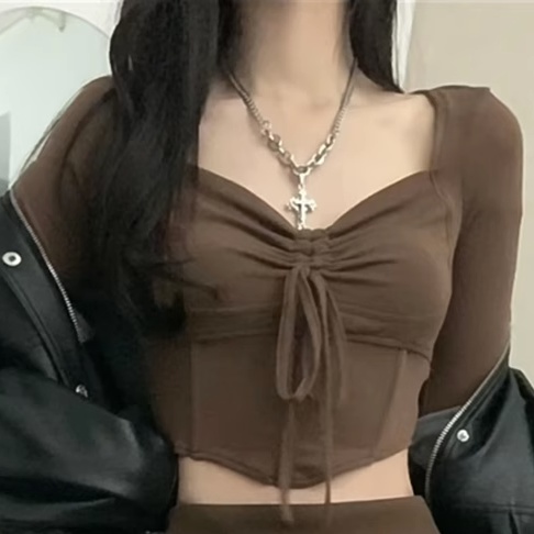 Bộ Áo Tay Dài Và Chân Váy Ngắn Màu Nâu Nhạt Thời Trang Mùa Hè 2023