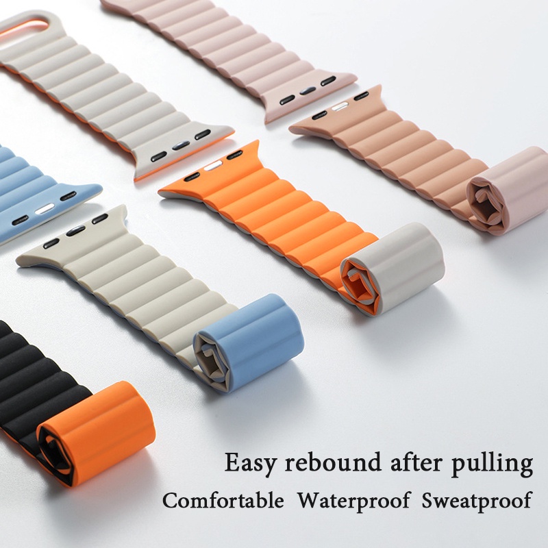 Dây Đeo Đồng Hồ Bằng silicone Khóa Nam Châm Cho apple watch series 8 7 se 6 5 4 3 ultra iwatch 40mm 44mm 41mm 45mm 49mm