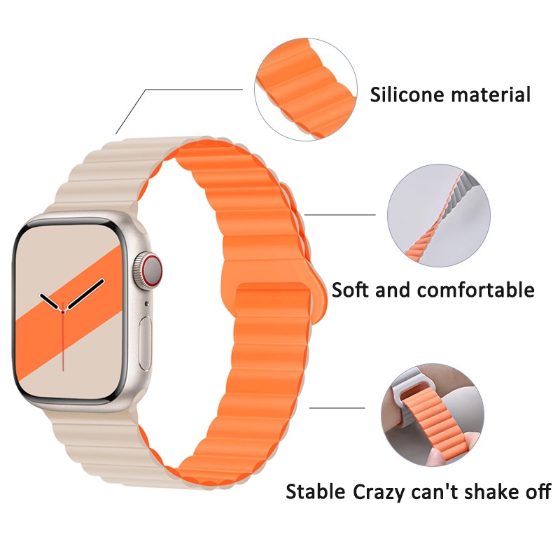 Silicone Dây Đeo Đồng Hồ Từ Tính Bằng Silicon Cho iwatch ultra 49mm 45mm 44mm 42mm 41mm 40mm series 8 7 se 6 5 4 3