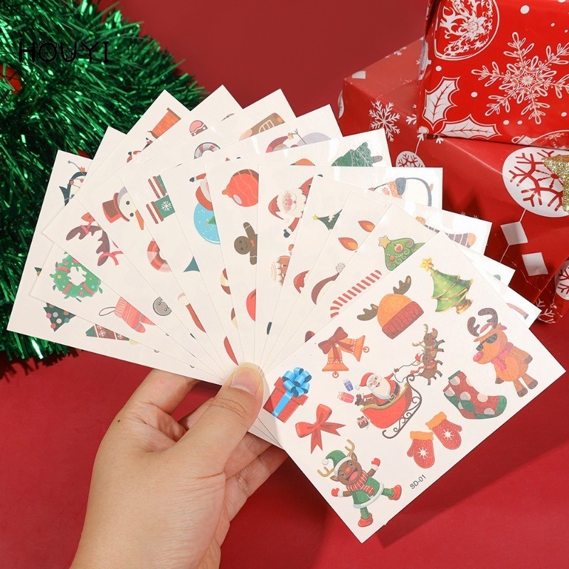 1 Hình Xăm Dán Tạm Thời Chống Nước Hình Ông Già Noel Hoạt Hình Dễ Thương Cho Trẻ Em