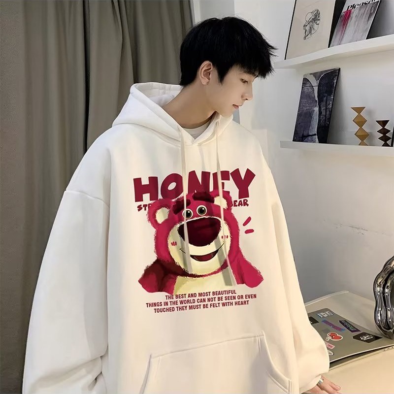 Áo hoodie Tay Dài Dáng Rộng In Họa Tiết Gấu Hoạt Hình Phong Cách Hàn Quốc Thời Trang Mùa Thu Cho Nam size m-5xl