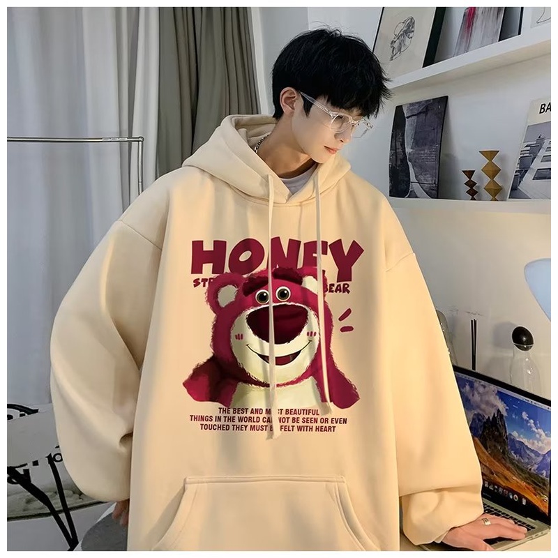 Áo hoodie Tay Dài Dáng Rộng In Họa Tiết Gấu Hoạt Hình Phong Cách Hàn Quốc Thời Trang Mùa Thu Cho Nam size m-5xl