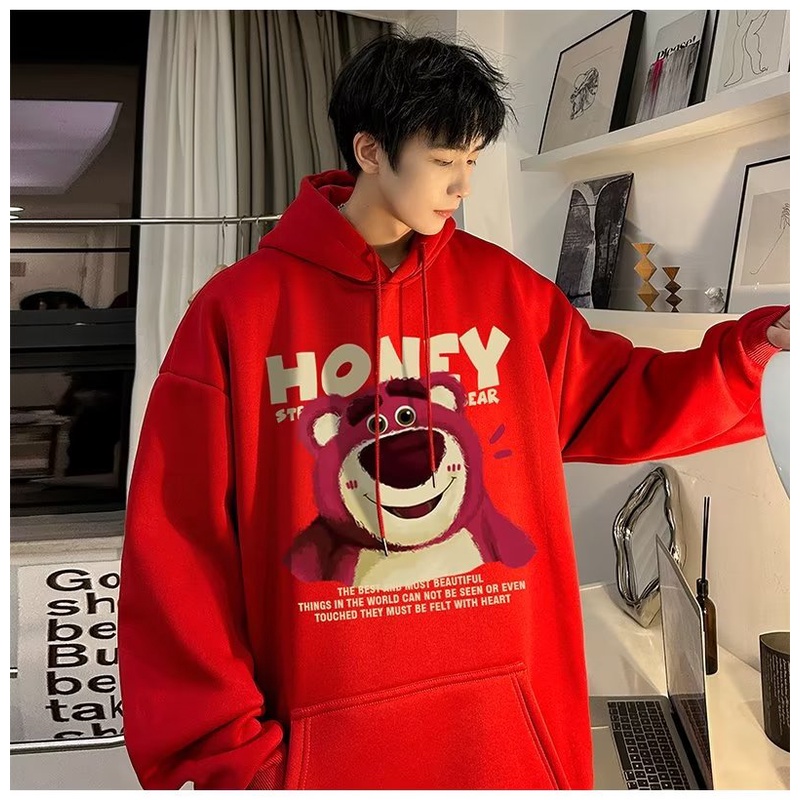 Áo hoodie Tay Dài Dáng Rộng In Họa Tiết Gấu Hoạt Hình Phong Cách Hàn Quốc Thời Trang Mùa Thu Cho Nam size m-5xl