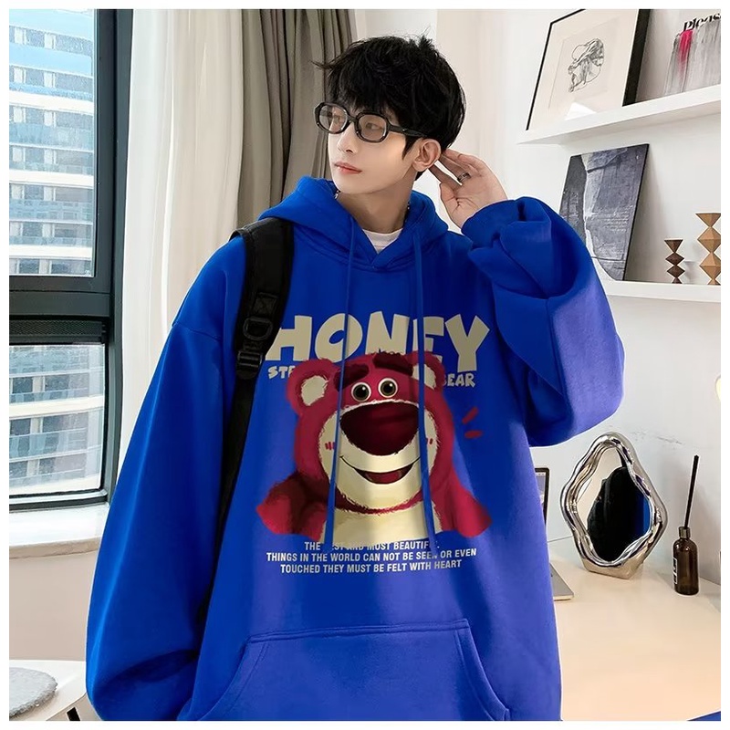 Áo hoodie Tay Dài Dáng Rộng In Họa Tiết Gấu Hoạt Hình Phong Cách Hàn Quốc Thời Trang Mùa Thu Cho Nam size m-5xl
