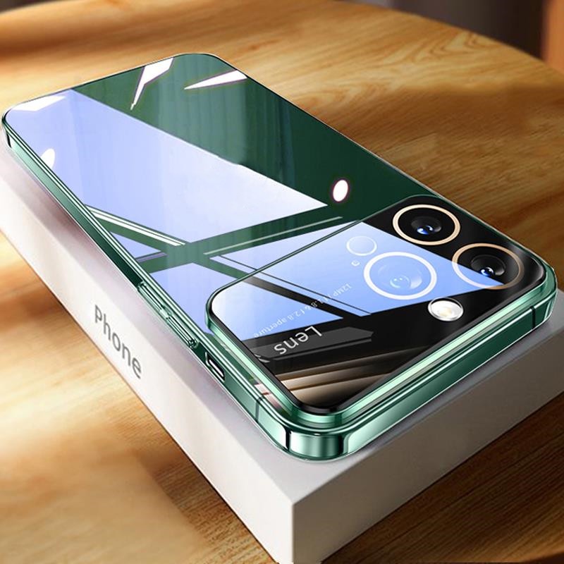 Sang Trọng Ốp Điện Thoại Silicon Mềm Bảo Vệ lens Màu Trong Suốt Cho iphone 15 14 13 12 11 pro max 14 15 plus