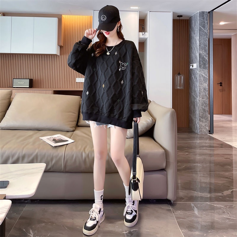 Áo sweater Cổ Tròn Dáng Rộng Họa Tiết Thêu Thời Trang Hàn Quốc Mới Cho Nữ
