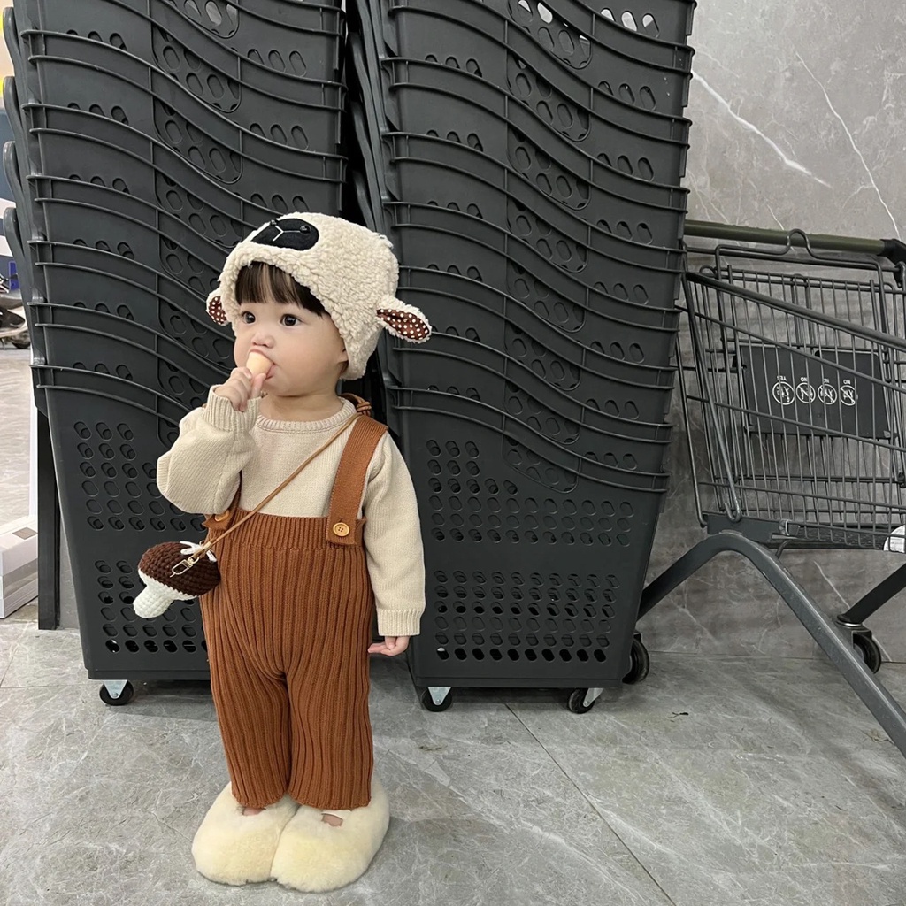 Nón Tai Bèo Phủ Lông Cừu Giữ Ấm Họa Tiết Hoạt Hình Đáng Yêu Dành Cho Trẻ
