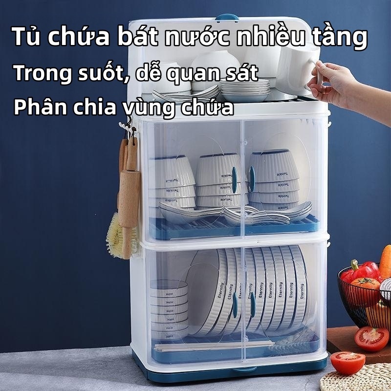 Tủ đựng bát ba tầng cao cấp, chống bụi, côn trùng, nấm mốc và vi khuẩn, tận hưởng cuộc sống khỏe mạnh hơn.