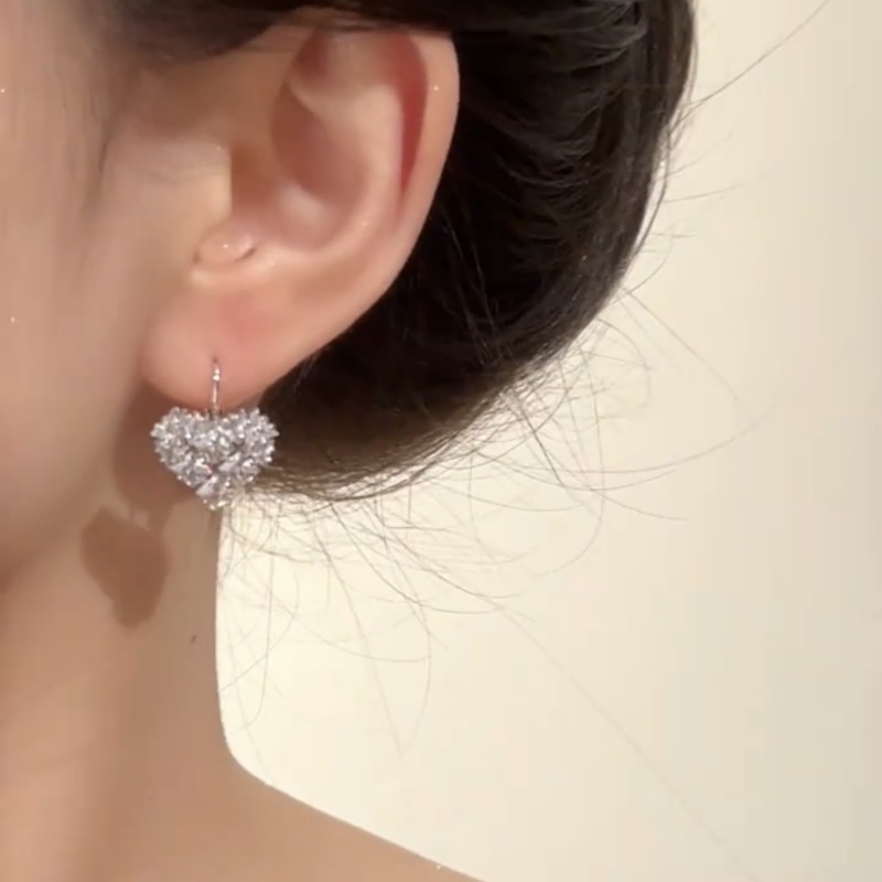 Bông Tai Đính Đá zircon Hình Trái Tim Siêu Lấp Lánh Thời Trang Cao Cấp 2023