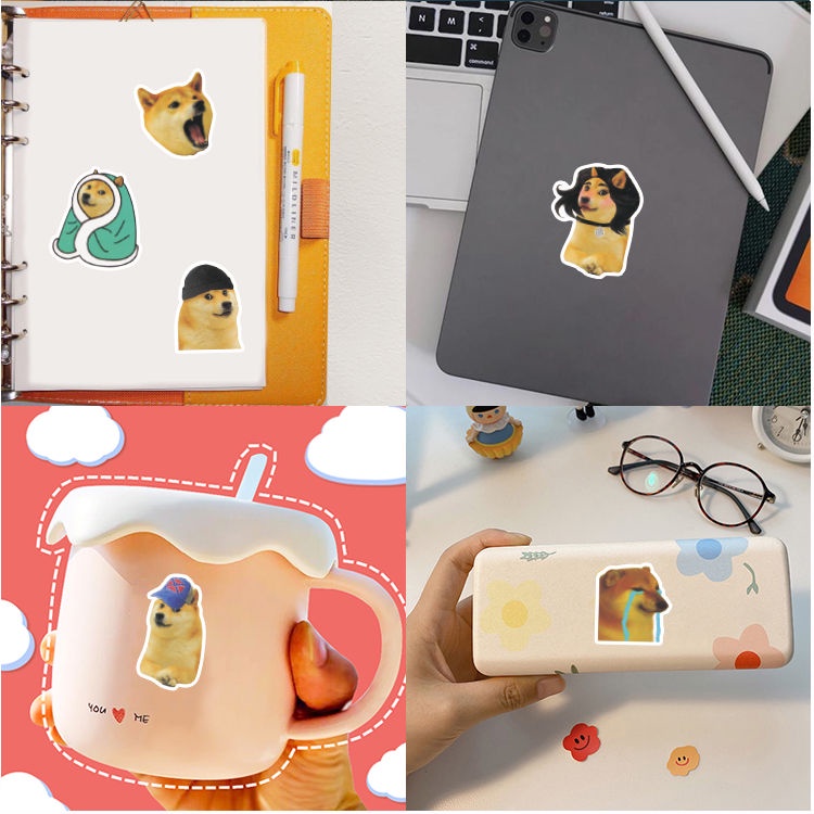 Bộ 50 Miếng Dán Hình Chú Cún emoji Ngộ Nghĩnh Trang Trí laptop / Điện Thoại / Xe Hơi / Vali