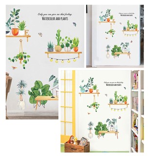 Decal Dán Tường Chậu Cây Dây Đèn-BA7290
