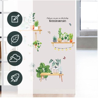 Decal Dán Tường Chậu Cây Dây Đèn-BA7290