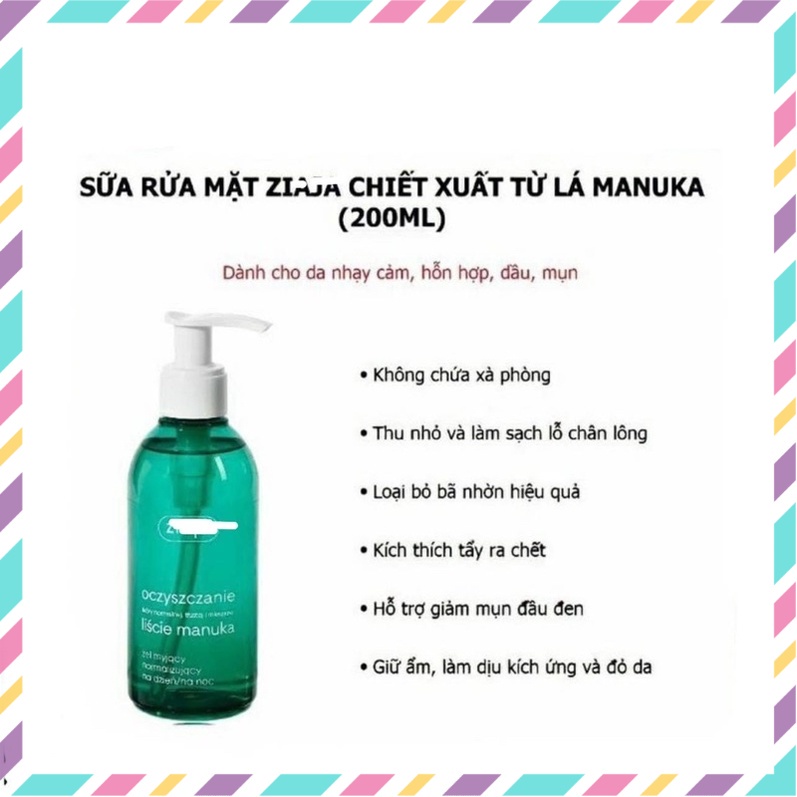 [Chính hãng] Sữa rửa mặt Ziaja Manuka 200ml cho da dầu mụn