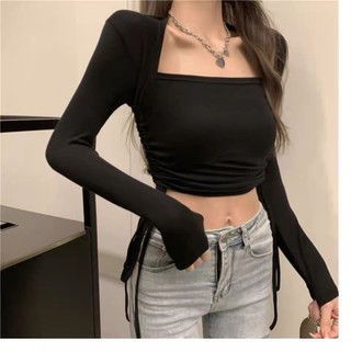 Áo thun rút dây eo cổ U