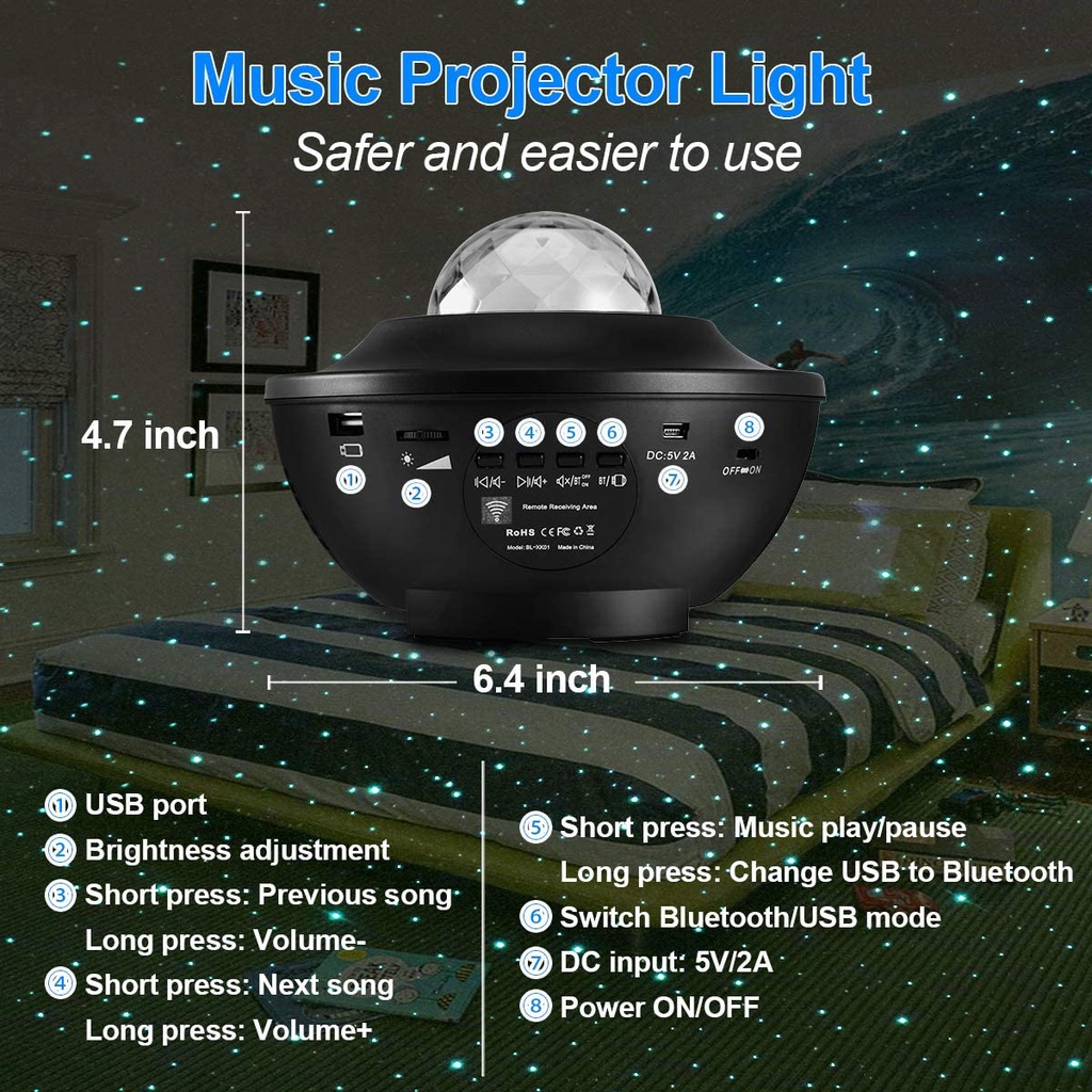 Đèn Chiếu Sao Galaxy Phi Hành Gia Trăng Thiên Hà Trần Nhà Ô Tô Có Loa Nháy Nhạc Kết Nối Bluetooth 3d Cho Bé Đẹp Mini