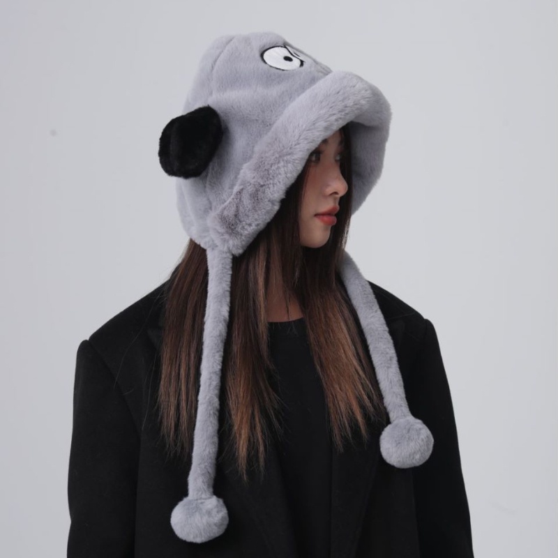 Dễ Thương Mũ Trùm Đầu Giữ Ấm Bảo Vệ Tai Hình Chú Cún Bông Dày Dặn Đáng Yêu Dành Cho