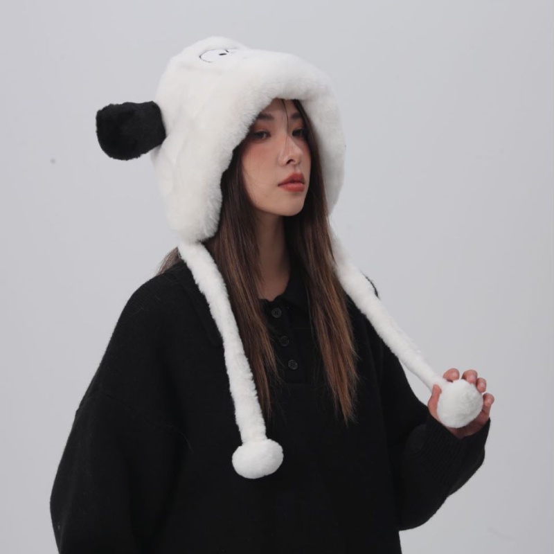 Dễ Thương Mũ Trùm Đầu Giữ Ấm Bảo Vệ Tai Hình Chú Cún Bông Dày Dặn Đáng Yêu Dành Cho