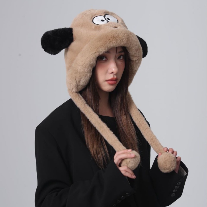 Dễ Thương Mũ Trùm Đầu Giữ Ấm Bảo Vệ Tai Hình Chú Cún Bông Dày Dặn Đáng Yêu Dành Cho
