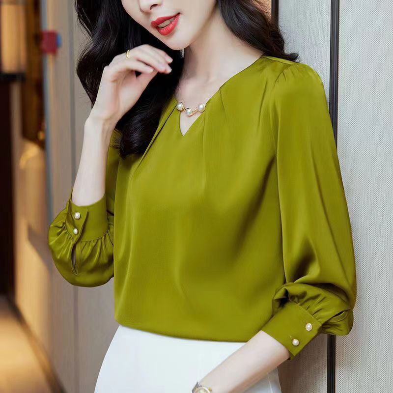 Áo Sơ Mi chiffon Cổ v Thời Trang Mùa Thu Cao Cấp