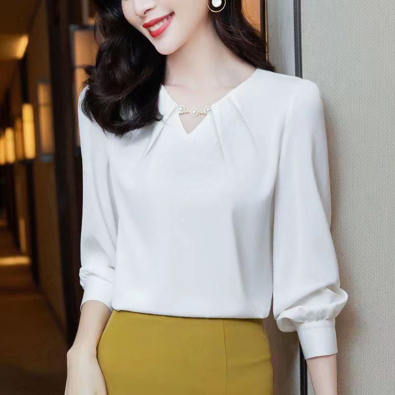 Áo Sơ Mi chiffon Cổ v Thời Trang Mùa Thu Cao Cấp
