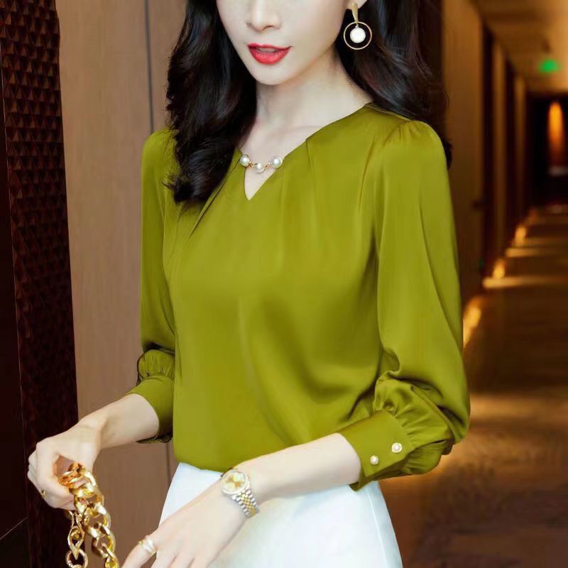 Áo Sơ Mi chiffon Cổ v Thời Trang Mùa Thu Cao Cấp